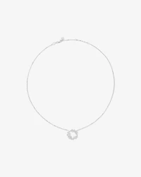 Cubic Zirconia Vine Circle Pendant Necklace in Sterling Silver