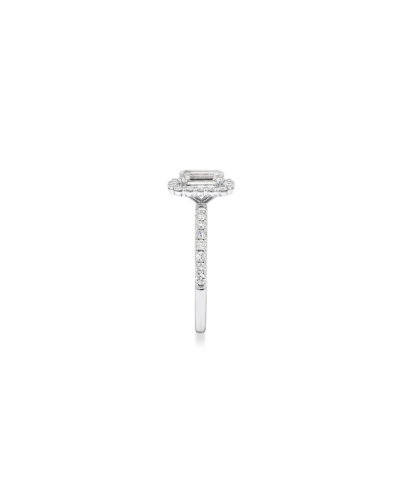 1.78 Carat TW Emerald Cut Laboratory-Grown Diamond Halo Engagement Ring in 14kt White Gold