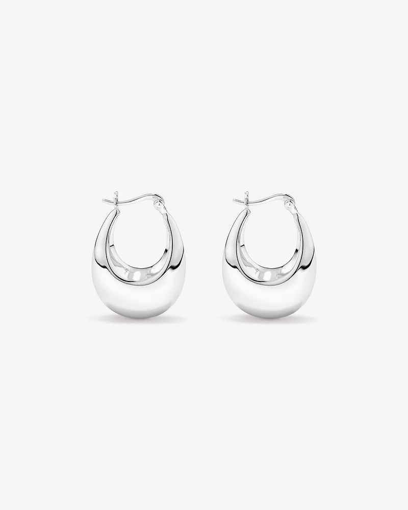Bold Graduated Domed Hoop Earrings in Sterling Silver