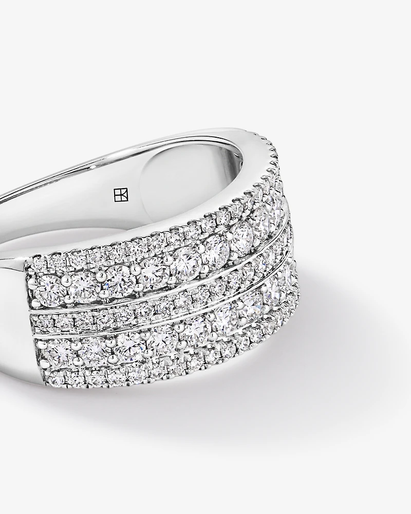 Bague large diamant de laboratoire 1.00TW en or blanc 10 carats