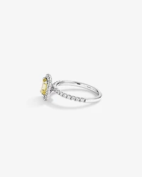 1.58 Carat TW Yellow Emerald Cut Laboratory-Grown Diamond Halo Engagement Ring in 14kt White Gold