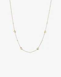 50cm (20") Heart and Bead Station Necklace in 10kt Yellow Gold