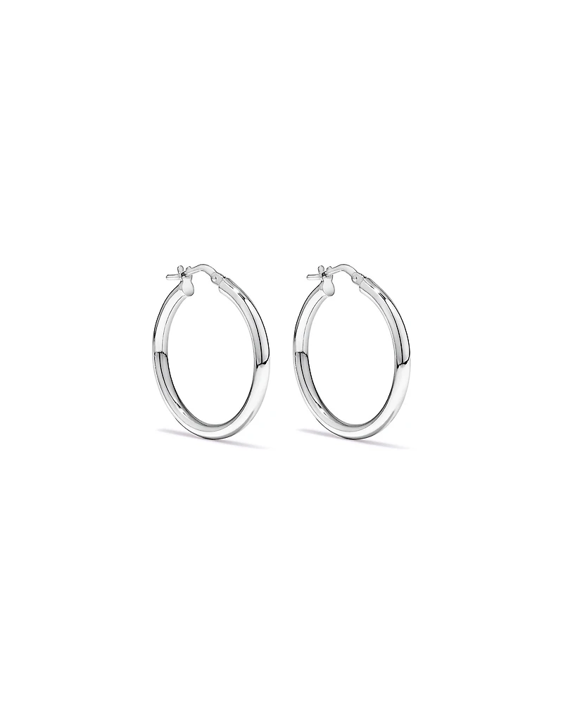 20mm Round Hoop Earrings in Sterling Silver