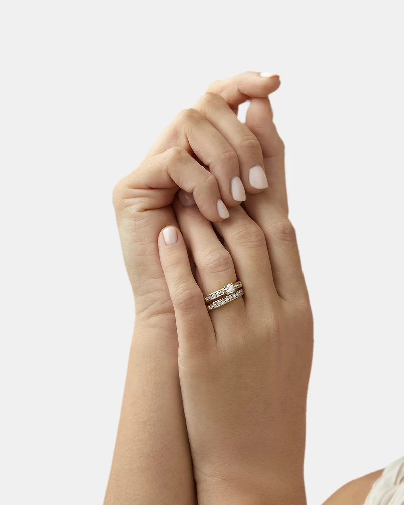 Bridal Set with 1.00 Carat TW of Diamonds in 14kt Yellow & White Gold