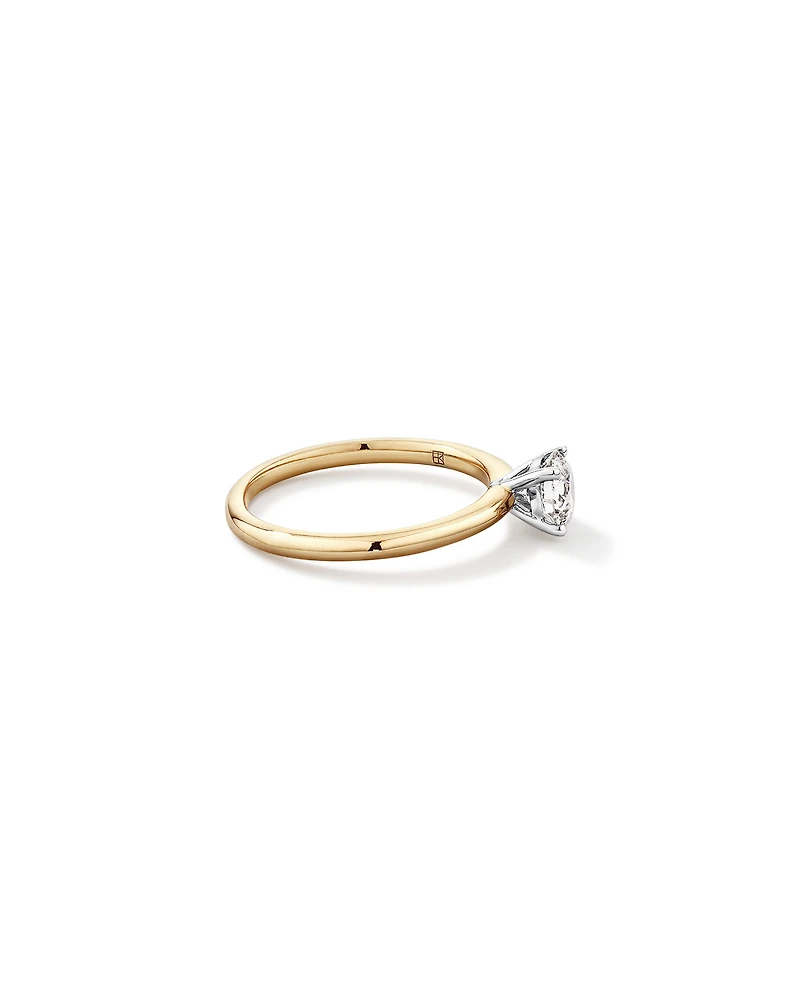 0.70 Carat TW Round Brilliant Laboratory-Grown Diamond Solitaire Engagement Ring 14kt Yellow and Gold