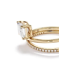 1.88 Carat TW East West Emerald Cut Lab-Grown Diamond Double Band Engagement Ring in 14kt Yellow Gold