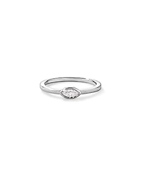 Marquise Cut White Created Sapphire East-to-West Set Bezel Ring 10kt Gold