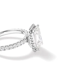 3.60 Carat TW Emerald Cut Laboratory-Grown Diamond Halo Engagement Ring in 18kt White Gold