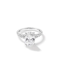 Bague de fiançailles en diamant ovale taillé laboratoire 3,50 carats or blanc 18