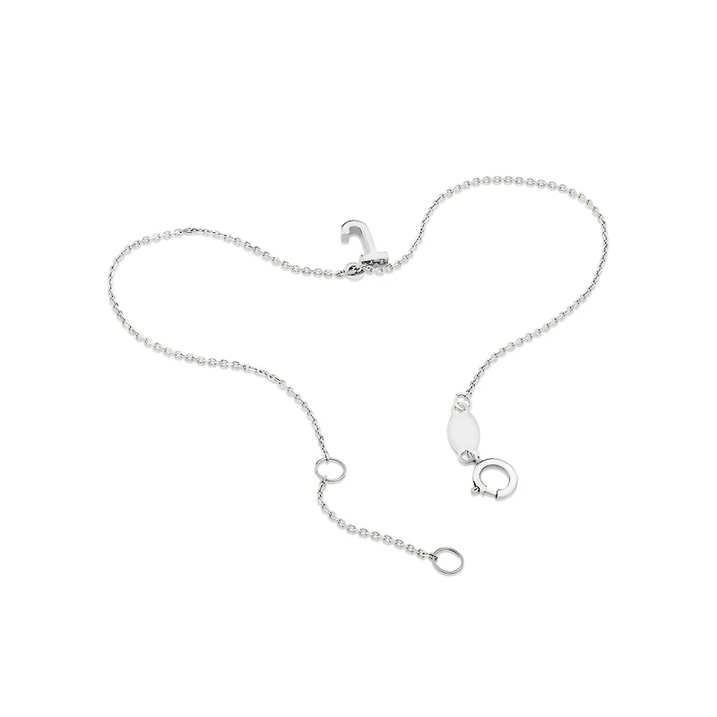 19cm (7.5") J Initial Bracelet in Sterling Silver