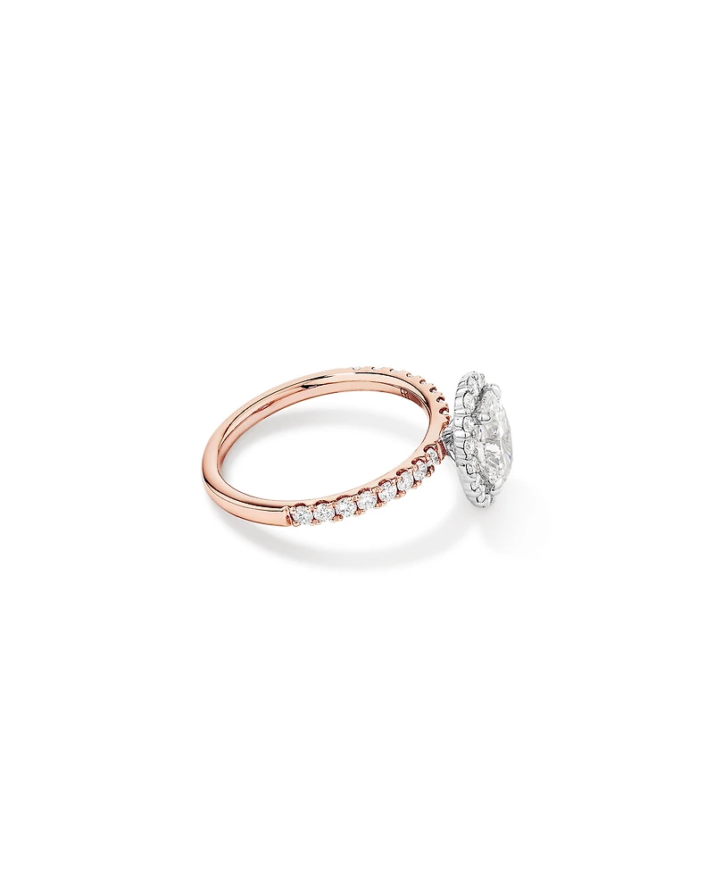 Bague de fiançailles ovale TW de 1,78 carat en or rose et blanc 14 carats