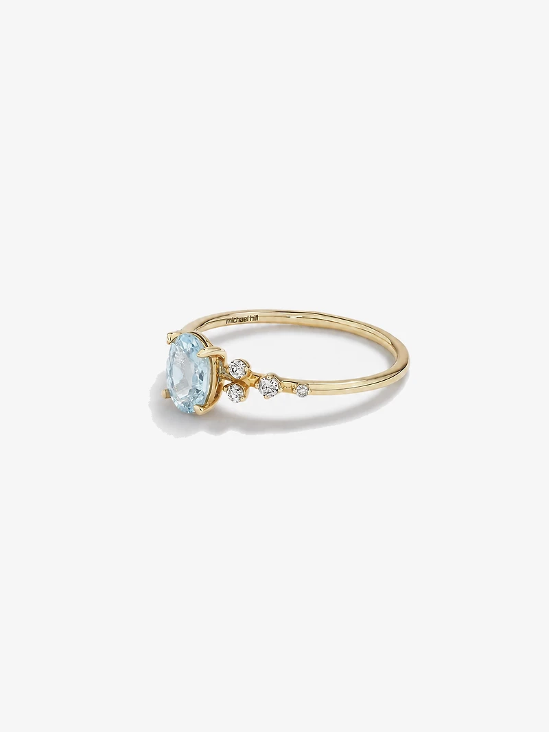 Aquamarine and 0.12 Carat TW Diamond Ring 10kt Yellow Gold
