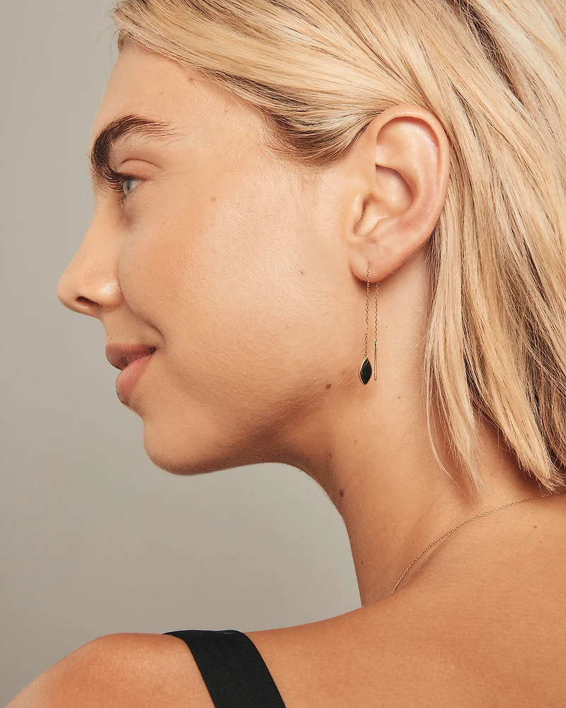 Boucles d'oreilles à pendentif en forme de marquise en or jaune 10 carats