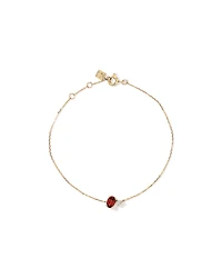 White Sapphire and Oval-Cut Garnet Toi Et Moi Bracelet in 10kt Yellow Gold