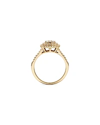 0.65 Carat TW Cushion Shaped Cluster Halo Diamond Ring in 10kt Yellow Gold