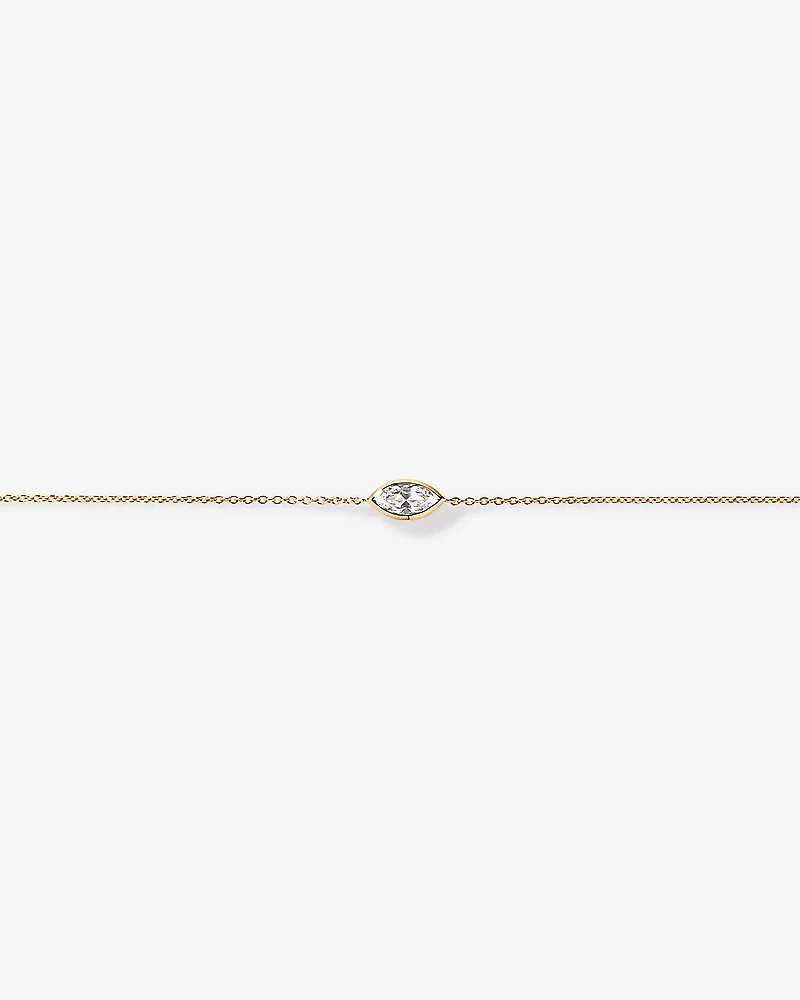 Marquise Cut White Created Sapphire Bezel Bracelet in 10kt Gold