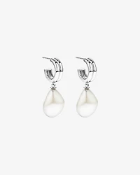 Two-Row Cultured Freshwater Baroque Pearl Drop Earrings in Sterling Silver