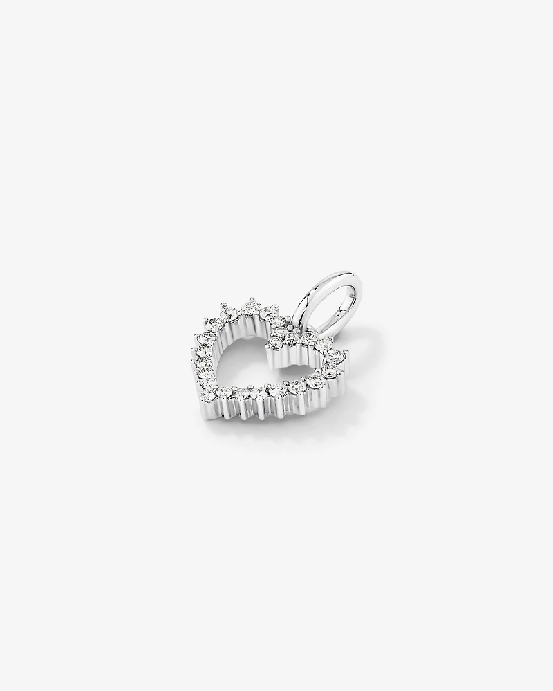 Diamond Open Love Heart Pendant in 10kt White Gold