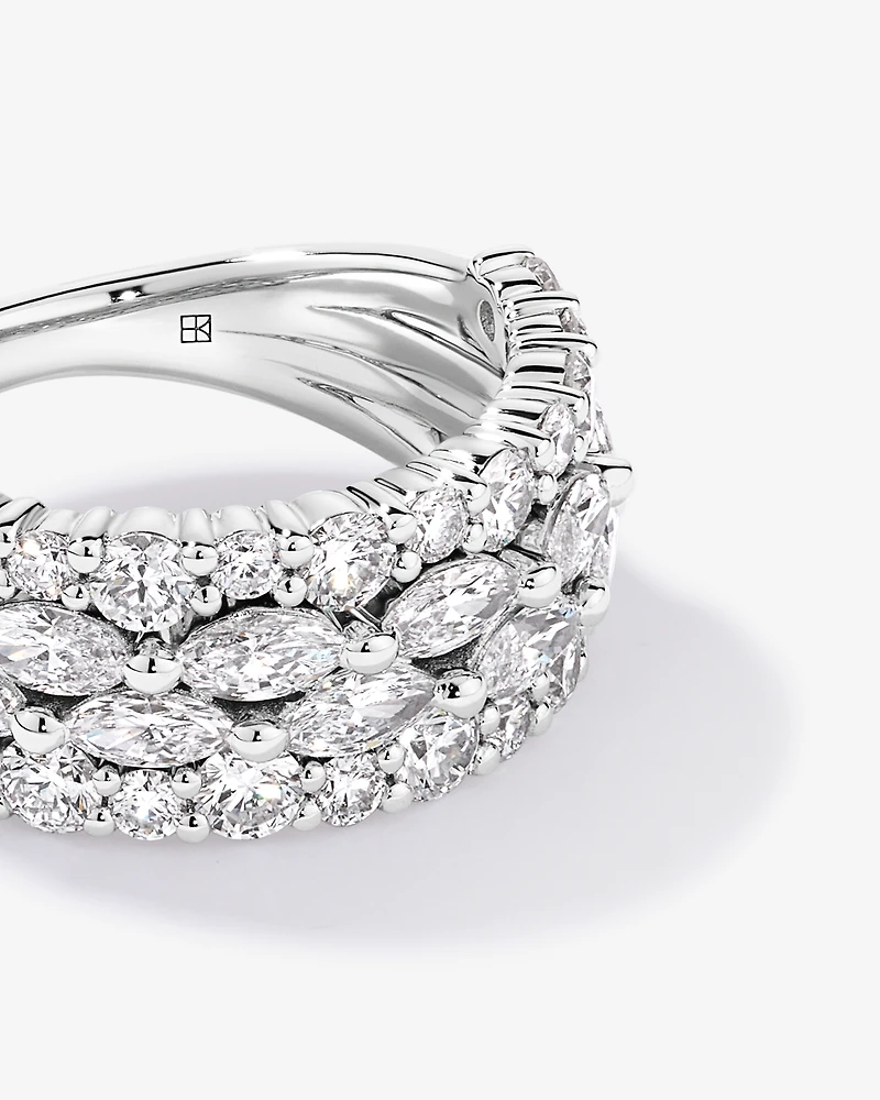 2.46 Carat TW Laboratory-Grown Marquise and Round Brilliant Diamond Ring 10kt White Gold