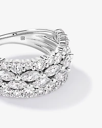 2.46 Carat TW Laboratory-Grown Marquise and Round Brilliant Diamond Ring 10kt White Gold