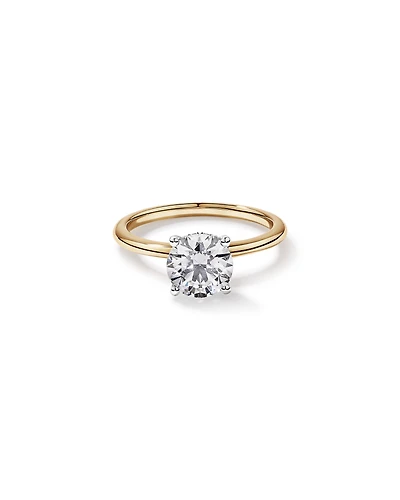 1.55 Carat TW Round Brilliant Lab-Grown Diamond Solitaire Hidden Halo Engagement Ring 14kt Yellow and White Gold