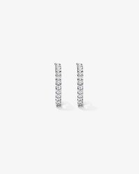 Half Hoop Stud Earrings with Cubic Zirconia in Sterling Silver
