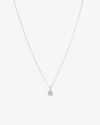 Round Brilliant Cubic Zirconia Halo Pendant Necklace in Sterling Silver