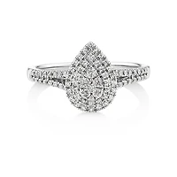 Bague halo de diamants en forme de poire de 0,30 carat en or blanc 10 kt