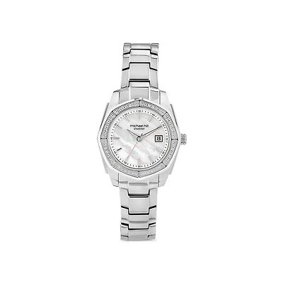 Women's Mother of Pearl Watch with 0.28 Carat TW of Diamonds in Stainless Steel