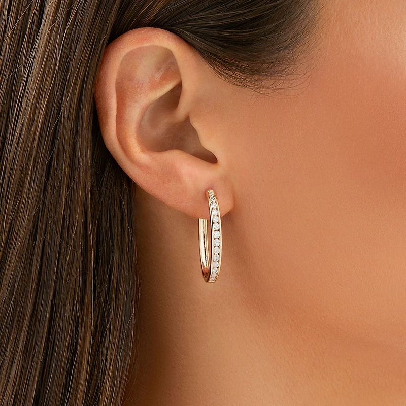 Huggie Earrings with 1.00 Carat TW of Diamonds 10kt White Gold