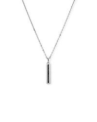 Men's Pave Black Diamond Pendant on Cable Chain in Sterling Silver