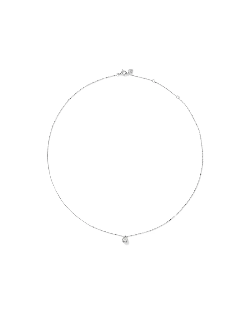 0.23 Carat TW Pear Diamond Halo Pendant in 10kt White Gold