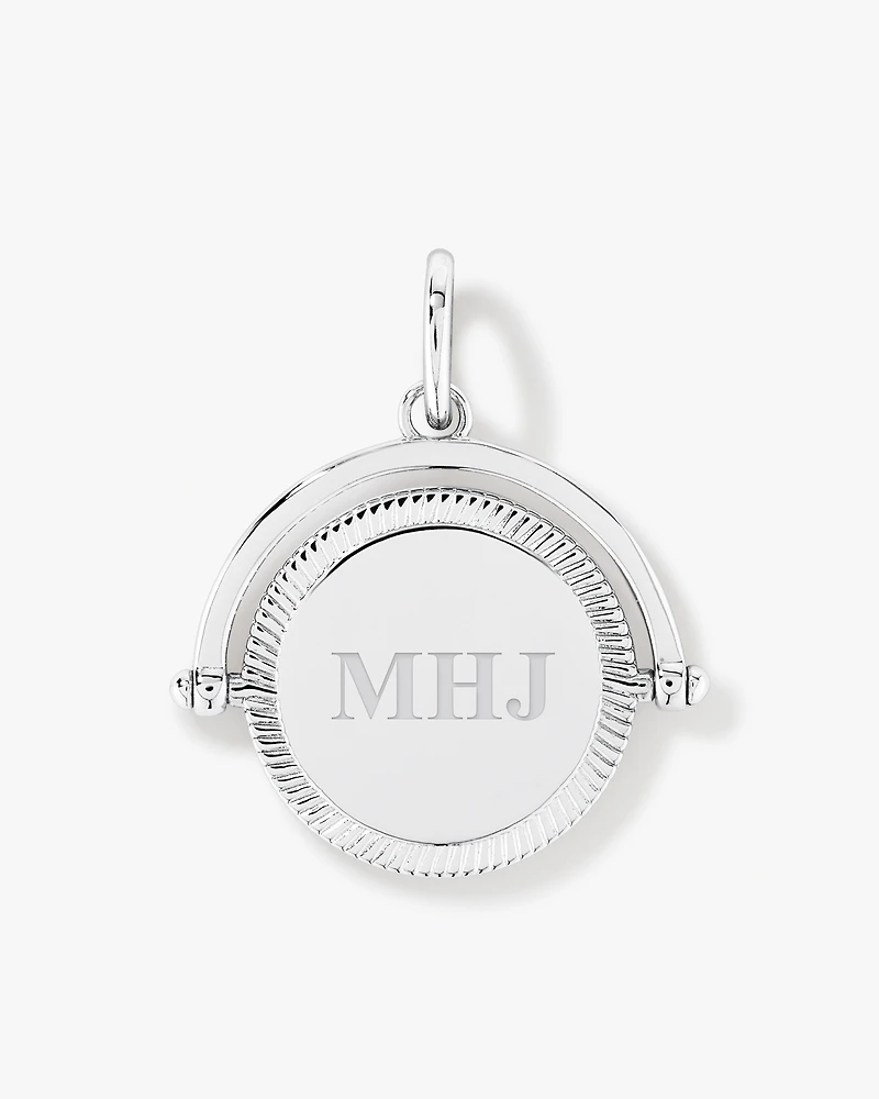 Engravable Spinning Circle Pendant in Sterling Silver