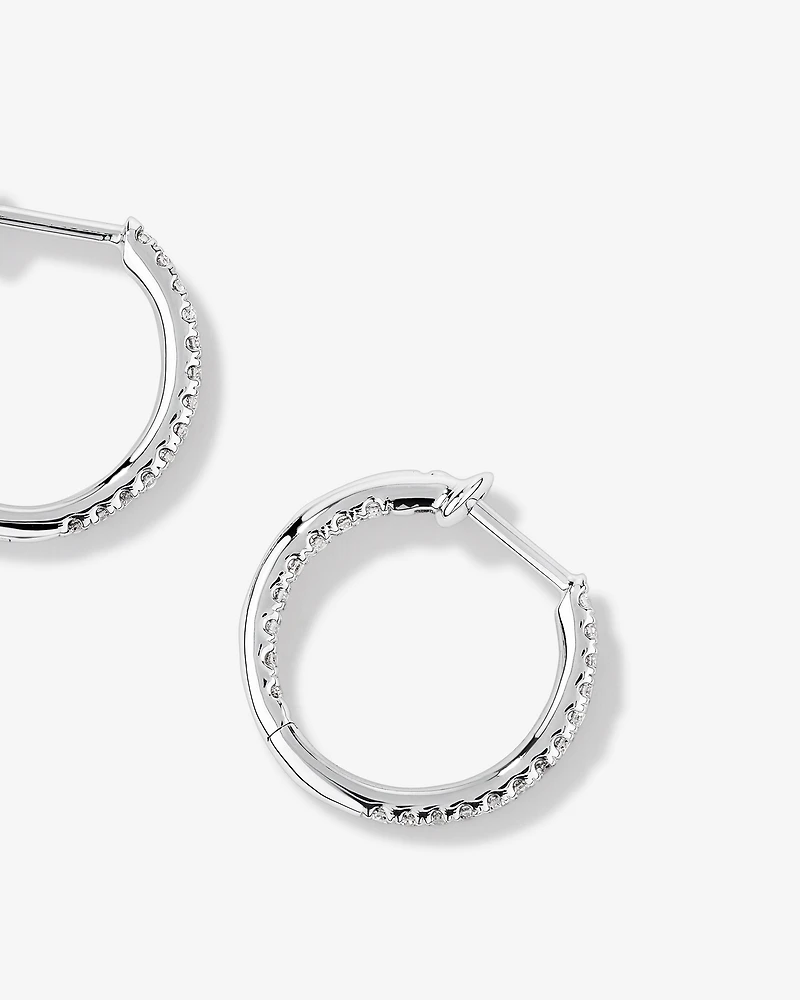 Hoop Earrings With 0.25 Carat TW Of Diamonds 10kt White Gold
