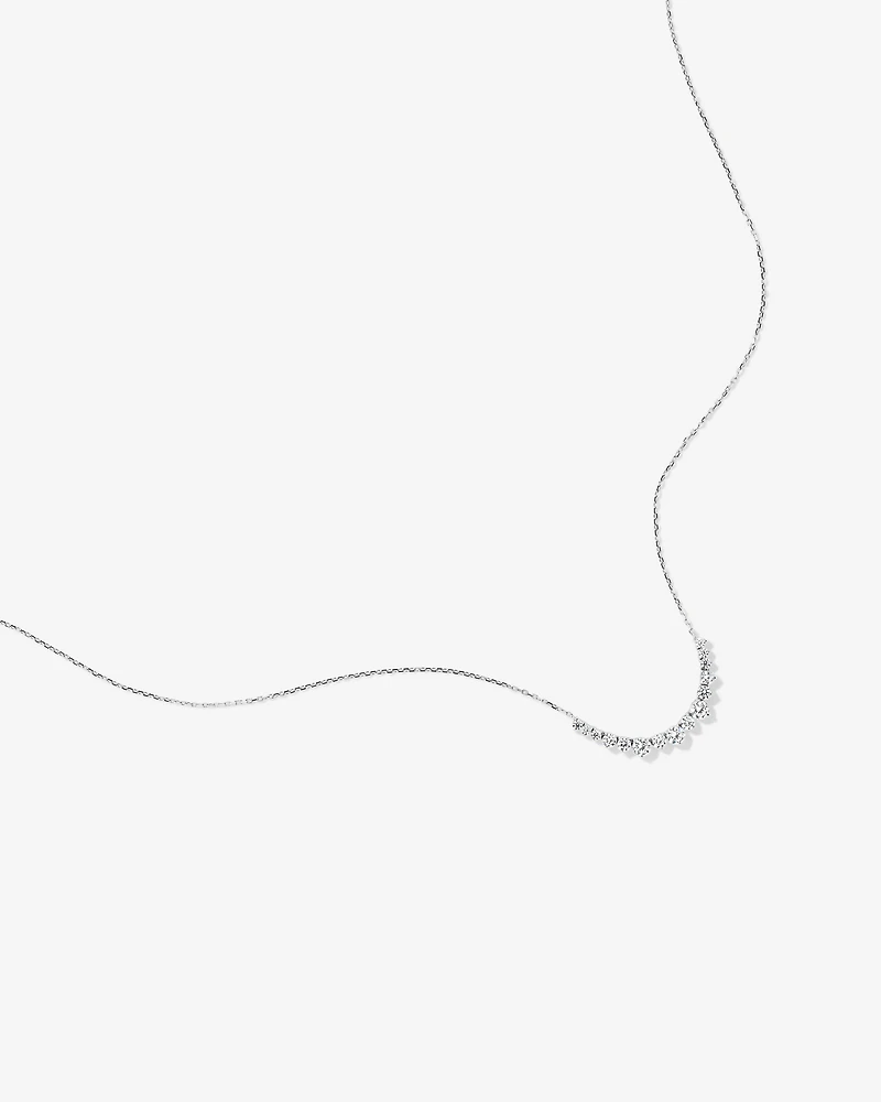Graduated Round Cubic Zirconia Necklace in Sterling Silver