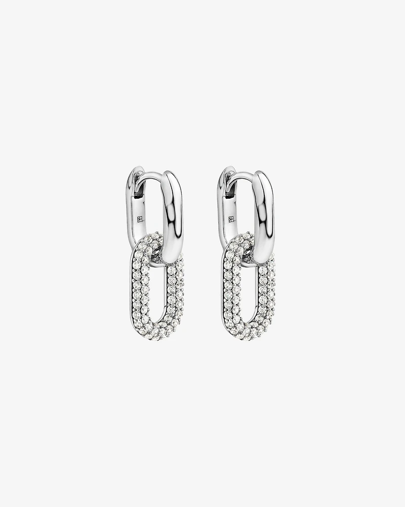 Boucles d’oreilles Paperclip Drop Huggie en argent sterling
