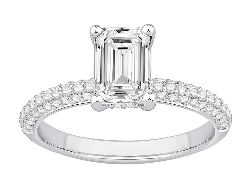 1.94 Carat TW Emerald Cut Laboratory-Grown Diamond Engagement Ring in 14kt White Gold
