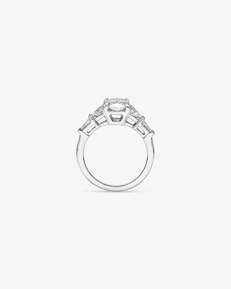 2.86 Carat TW Radiant Cut Laboratory-Grown Diamond Fancy Side Stone Engagement Ring 14kt White Gold