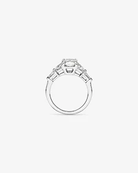 2.86 Carat TW Radiant Cut Laboratory-Grown Diamond Fancy Side Stone Engagement Ring 14kt White Gold