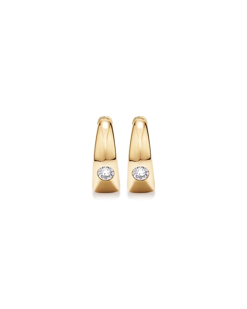 0.24 Carat TW of Laboratory-Grown Round Brilliant Diamond Huggie Earrings in 10kt Yellow Gold