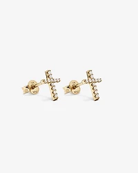 Cubic Zirconia Cross Stud Earrings in 10kt Yellow Gold