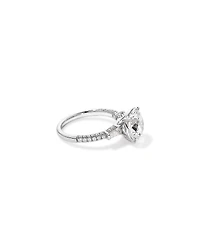 Bague de fiançailles en diamant ronde Brilliant & Baguette cultivée laboratoire 4,59 carats TW or blanc 18