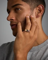 Ensemble de lunettes créé comme bague solitaire rubis pour hommes en or jaune 10 carats