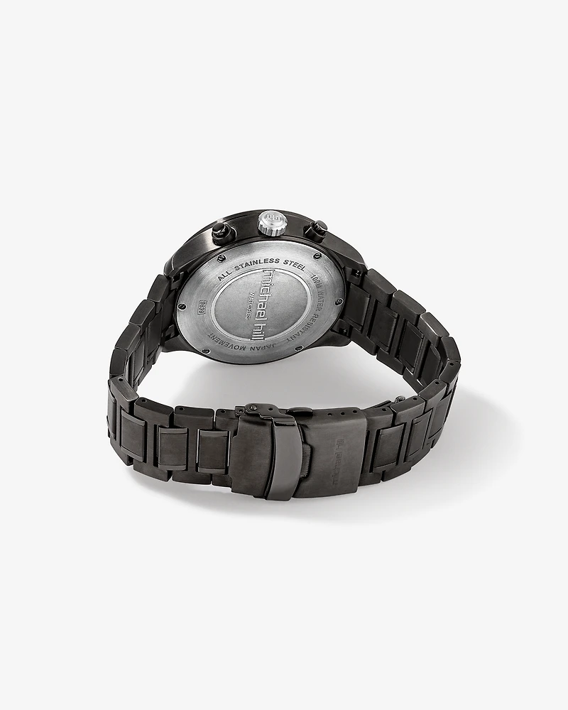 Montre à énergie solaire en acier inoxydable noir pour homme