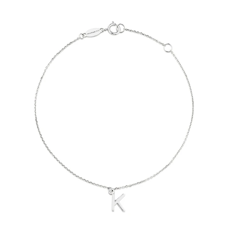 19cm (7.5") K Initial Bracelet in Sterling Silver