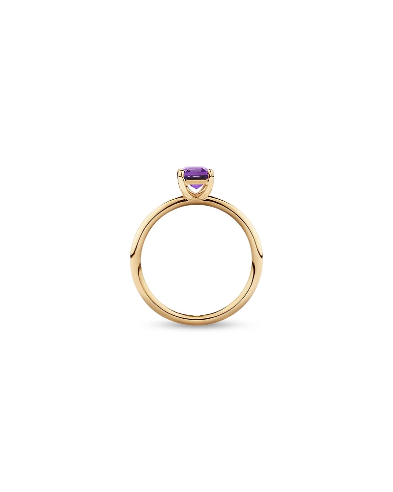 Bague avec Améthyste Taille Émeraude en Or Jaune 10 Carats