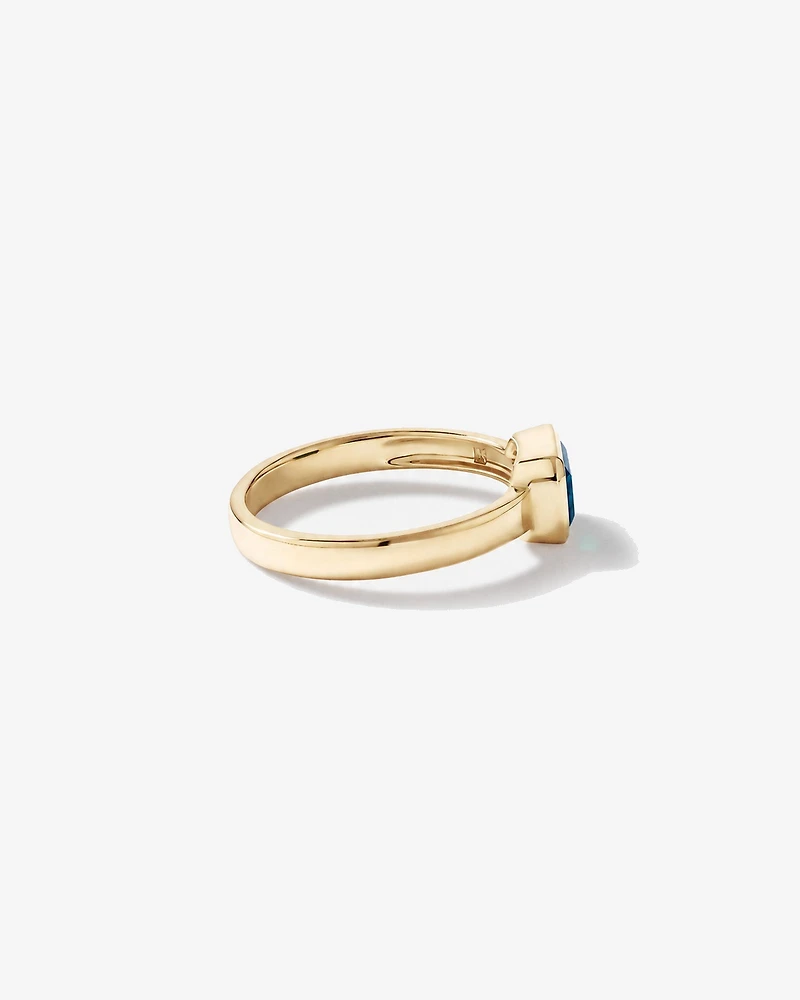 London Blue Topaz Bezel Ring 10kt Yellow Gold