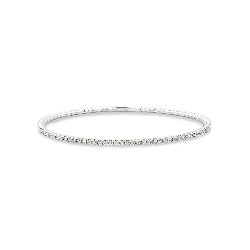 0.68 Carat TW Diamond Row Flex Bangle in 10kt White Gold
