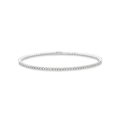 0.68 Carat TW Diamond Row Flex Bangle in 10kt White Gold