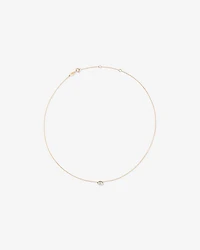 Marquise Cut White Created Sapphire Bezel Necklace in 10kt Yellow Gold